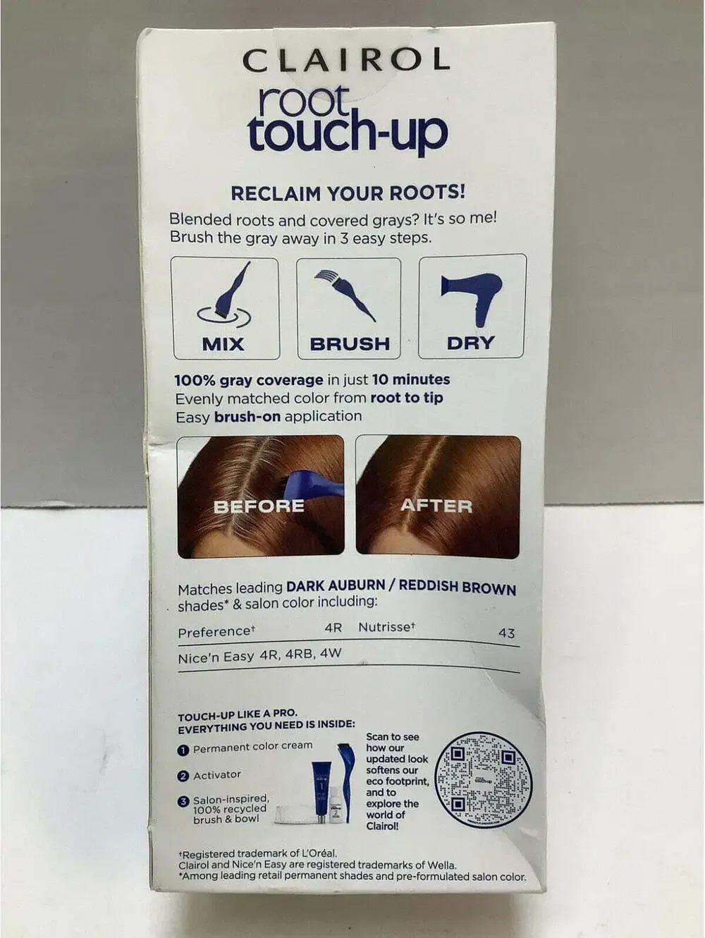 Clairol Root Touch Up Hair Color – 4R Dark Auburn/Reddish Brown, 4 Pack